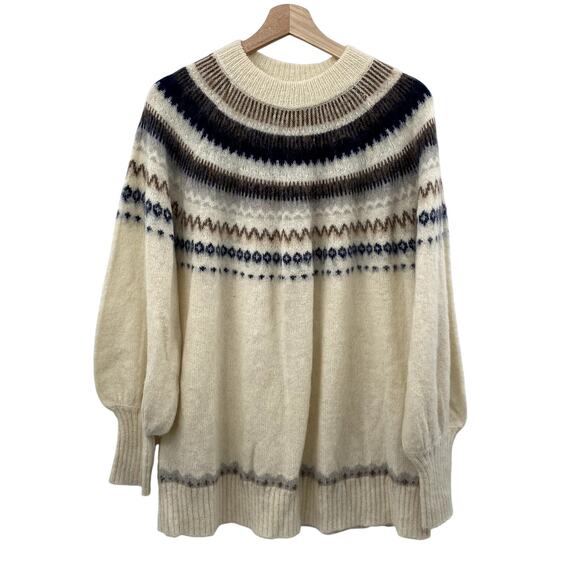 J Crew Women's Fair Isle yoke puff-sleeve sweater - Picture 3 of 6